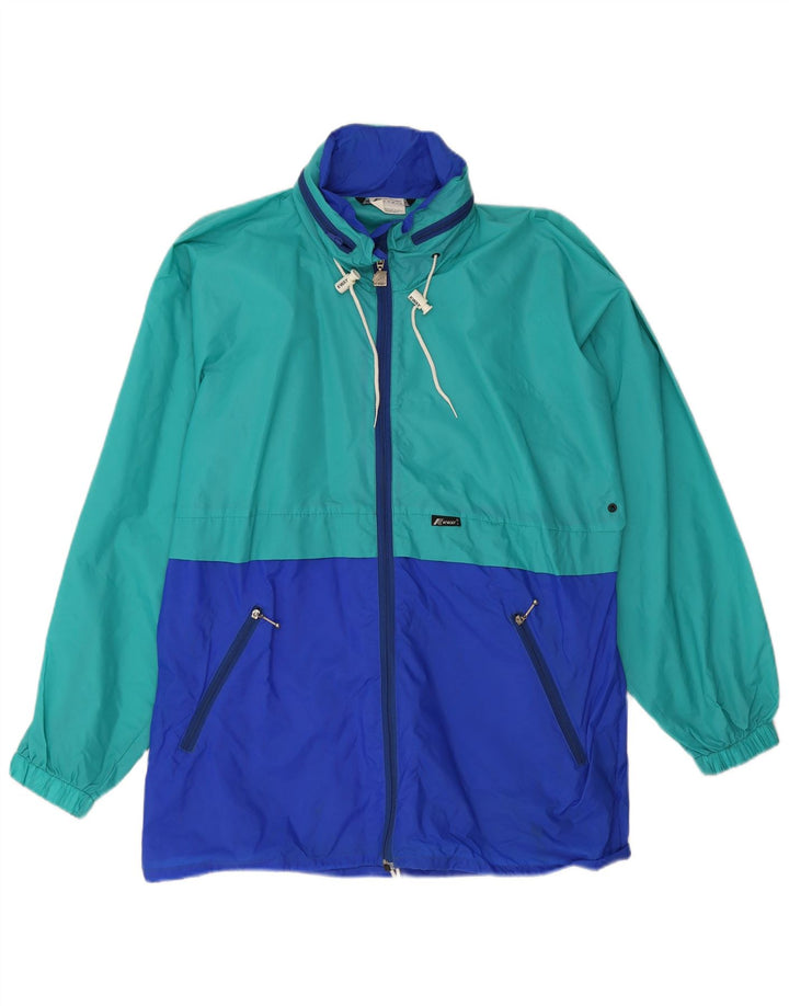 K-Way Herren-Regenjacke mit Kapuze, UK 38, Mittelgrün, Colourblock-Polyamid