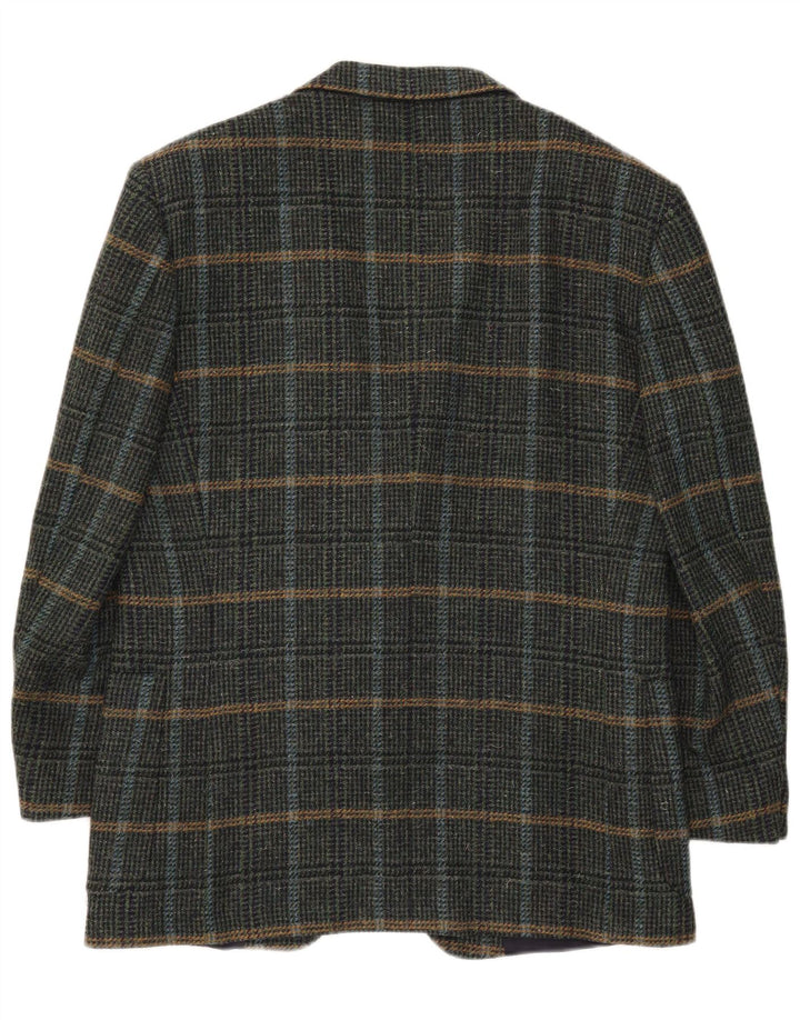 Nino Cerruti Herren 2-Knopf-Blazerjacke IT 54 2XL grün karierte Wolle