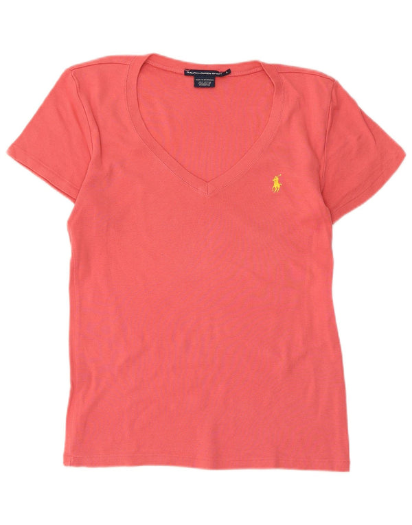 Ralph Lauren Damen T-Shirt Top UK 14 Large Rosa Baumwolle