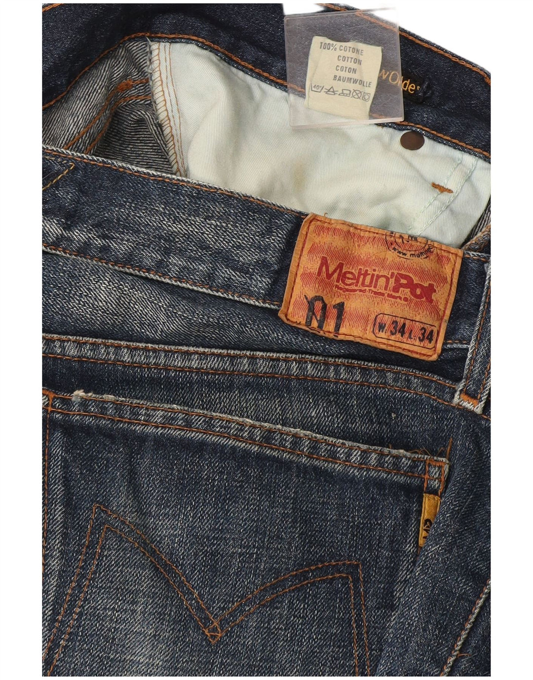 Meltin' Pot Herren Bootcut Jeans W34 L34 Blaue Baumwolle