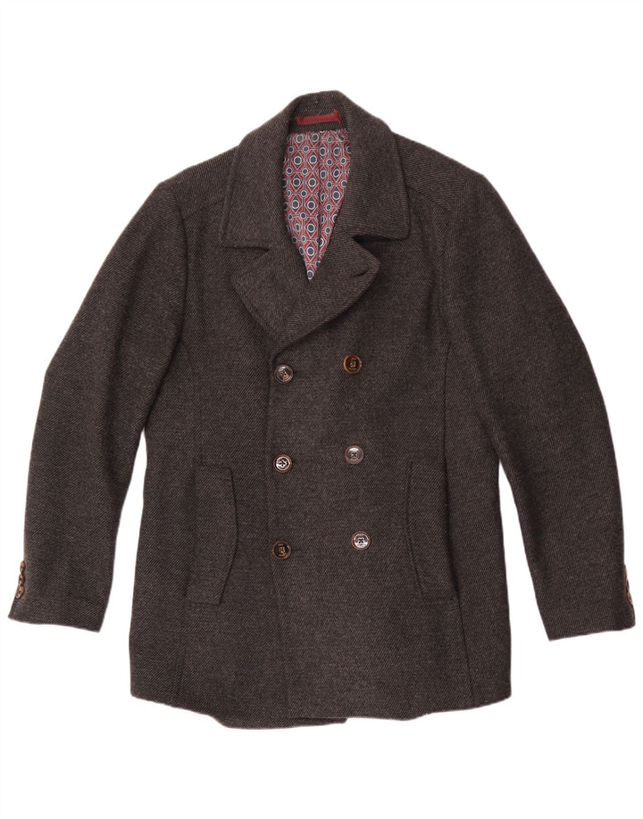 Ted Baker Herren Pea Coat Größe 3 Mittelgraue Wolle