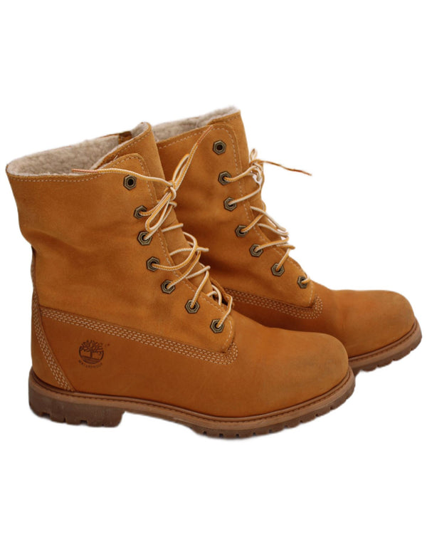 Timberland Damen-Stiefel aus Leder im Shearling-Stil, UK-Größe 5,5, braunes Leder