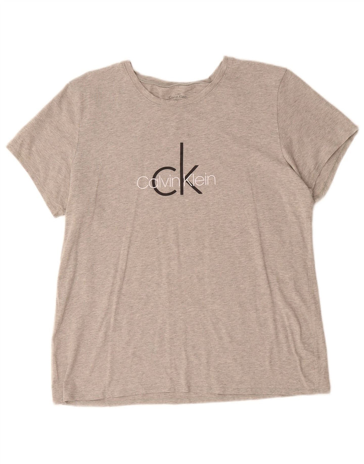 CALVIN KLEIN Damen Grafik T-Shirt Top UK 18 XL Grau