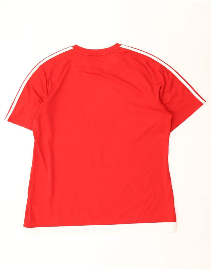 Adidas Herren Climalite T-Shirt Top, großes rotes Farbblock-Polyester