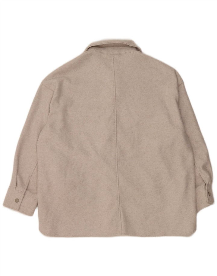 Übergroßes Shacket-Fleece-Hemd von Zara für Damen, UK 16, großes graues Polyester