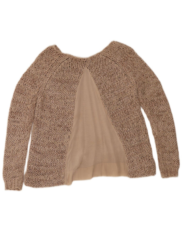 Massimo Dutti Womens Boat Neck Jumper Sweater UK 10 Small Beige