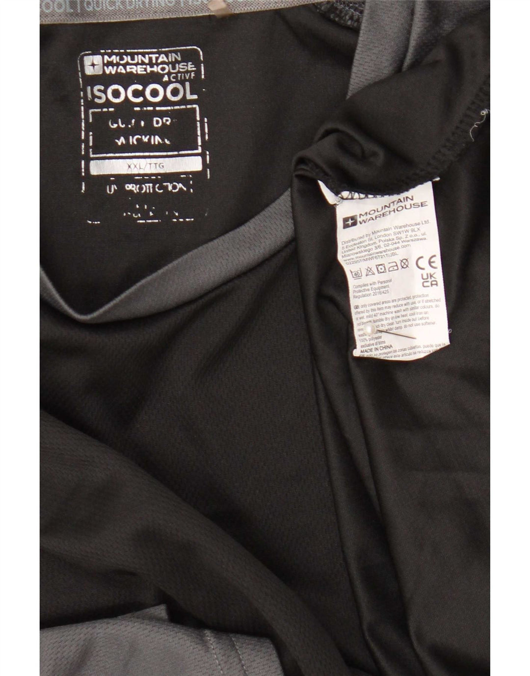 Mountain Warehouse IsoCool-T-Shirt für Herren, 2XL, graues Farbblock-Polyester