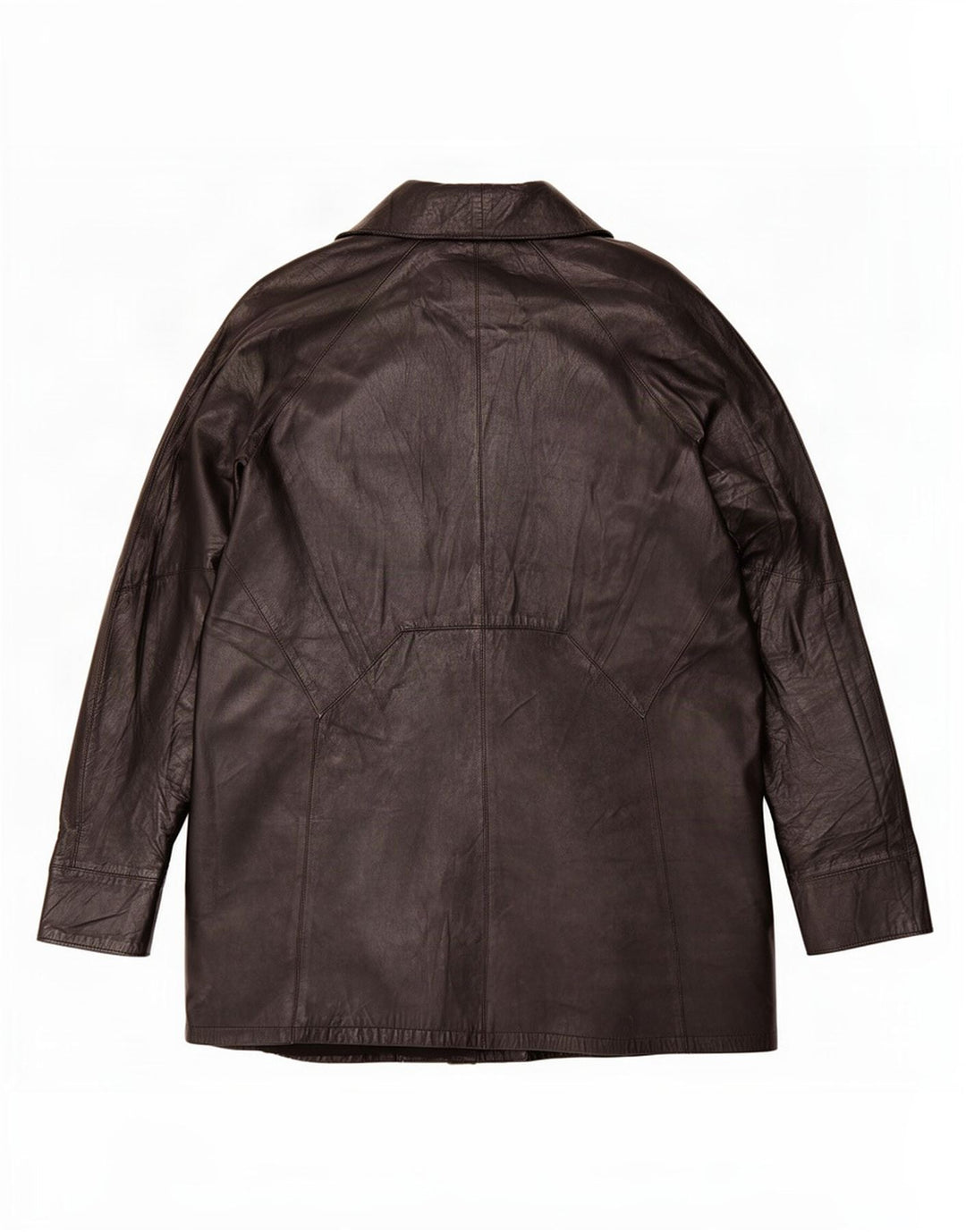Vintage Damen Übergroßer Ledermantel IT 46 Large Schwarz