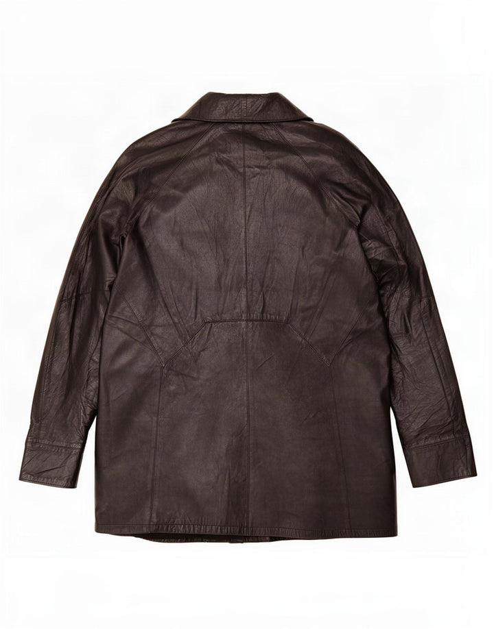 Vintage Damen Übergroßer Ledermantel IT 46 Large Schwarz