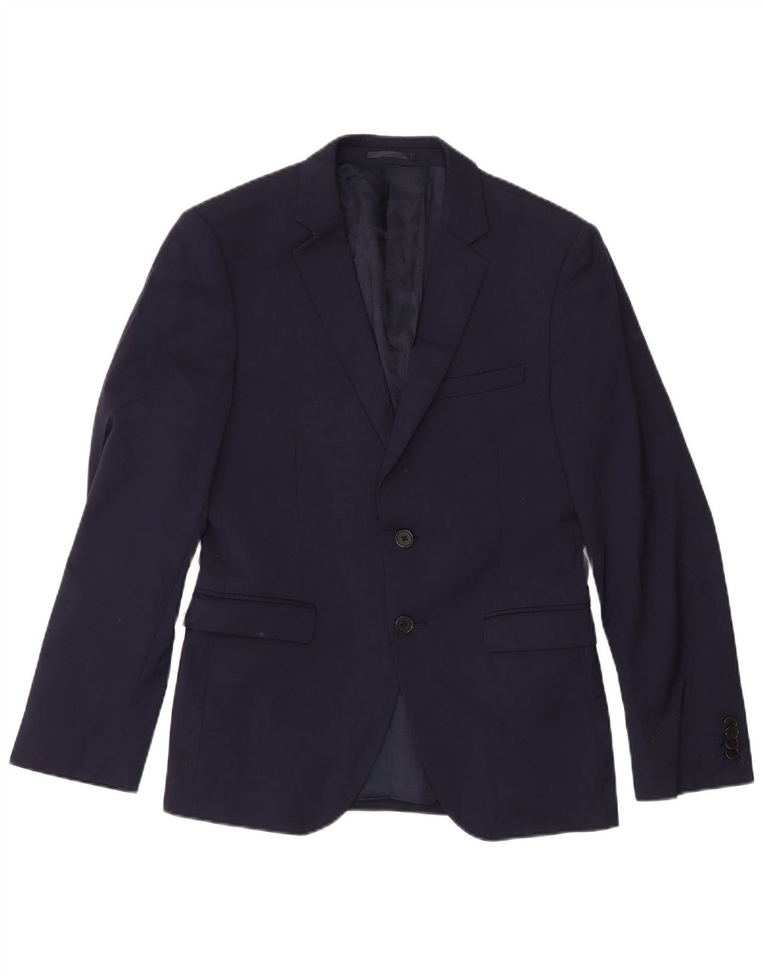 Dkny Herren Slim Fit 2-Knopf-Blazerjacke UK 38 Mittelmarineblaue Wolle