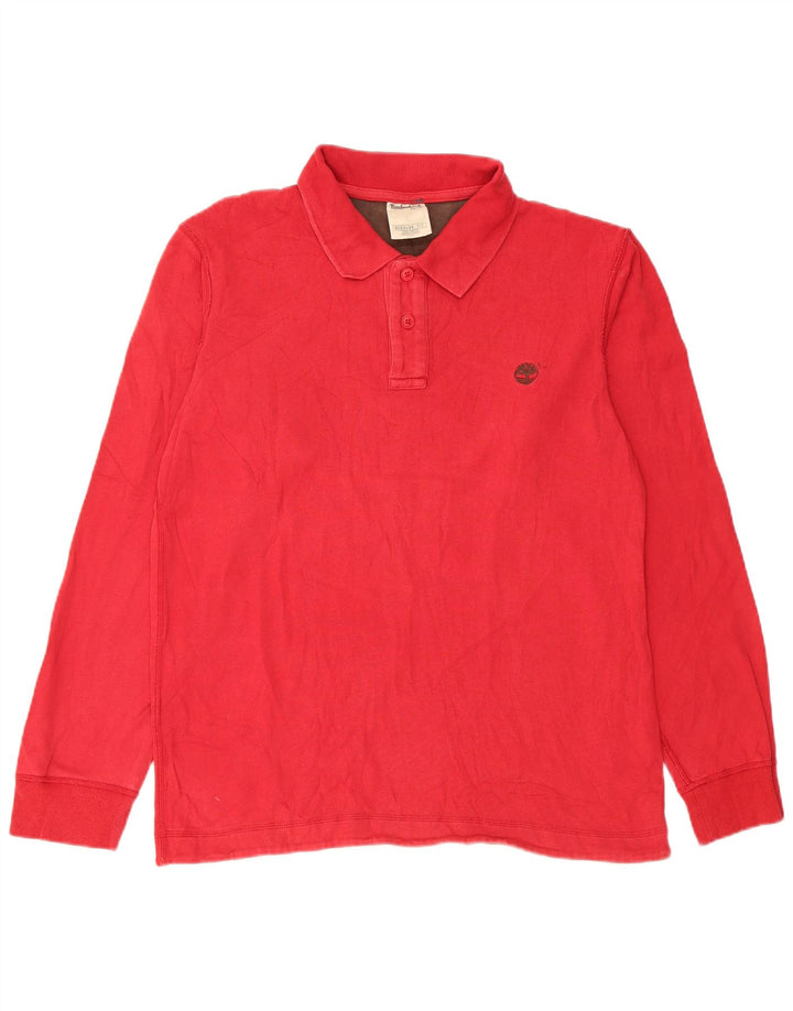 Timberland Herren-Langarm-Poloshirt mit normaler Passform, mittelrote Baumwolle