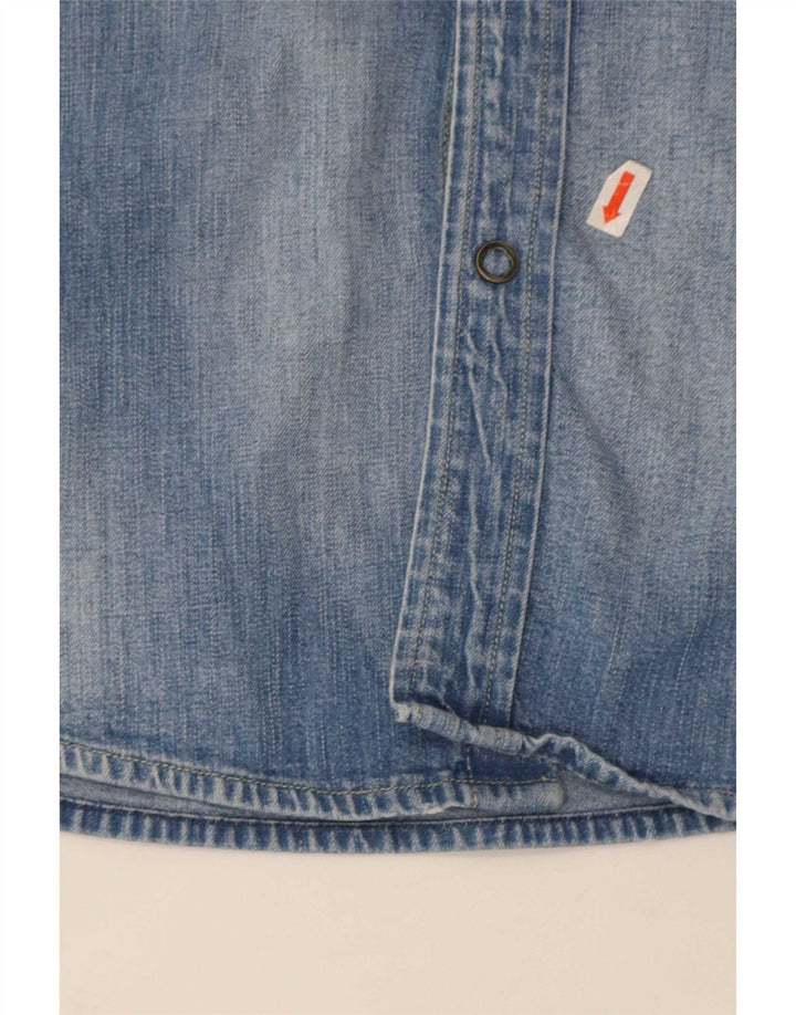 Lee Herren-Kurzarm-Jeanshemd, groß, blaue Baumwolle