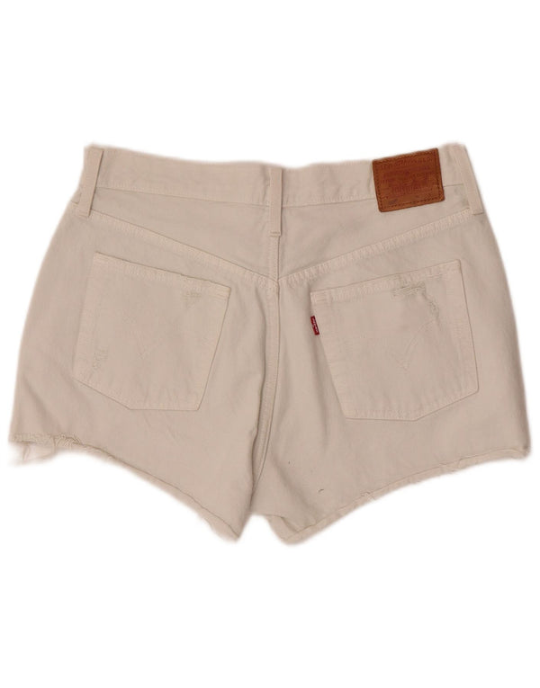 Levi's Damen 501 Distressed Denim Shorts W30 Medium Off White Cotton