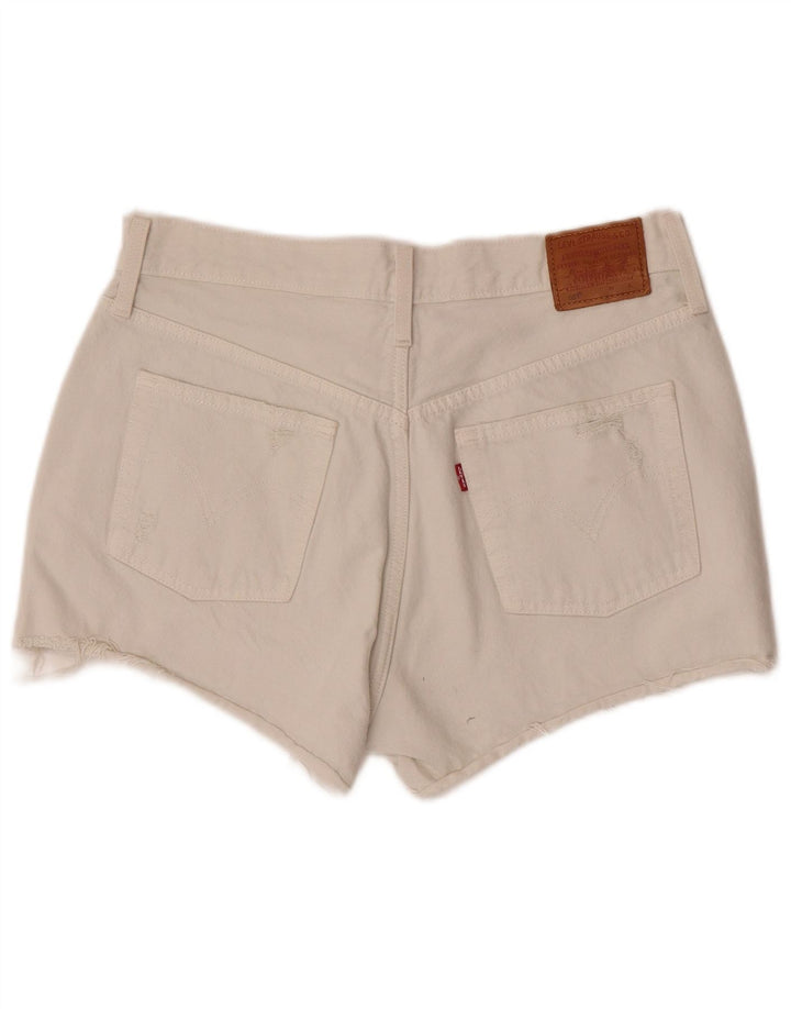 Levi's Damen 501 Distressed Denim Shorts W30 Medium Off White Cotton