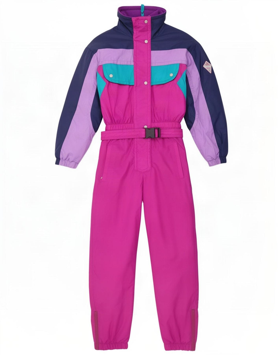 Brugi Damen-Skioverall mit Kapuze, IT 42, mittelrosa, Colourblock-Polyamid