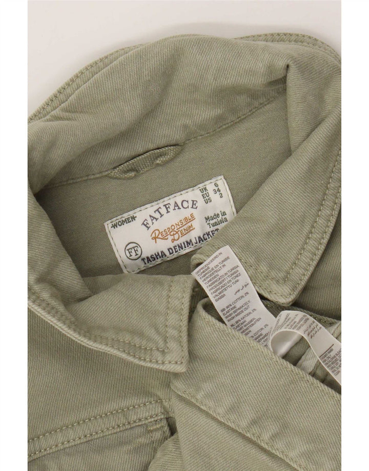 Fat Face Damen Jeansjacke UK 6 XS Khaki Baumwolle