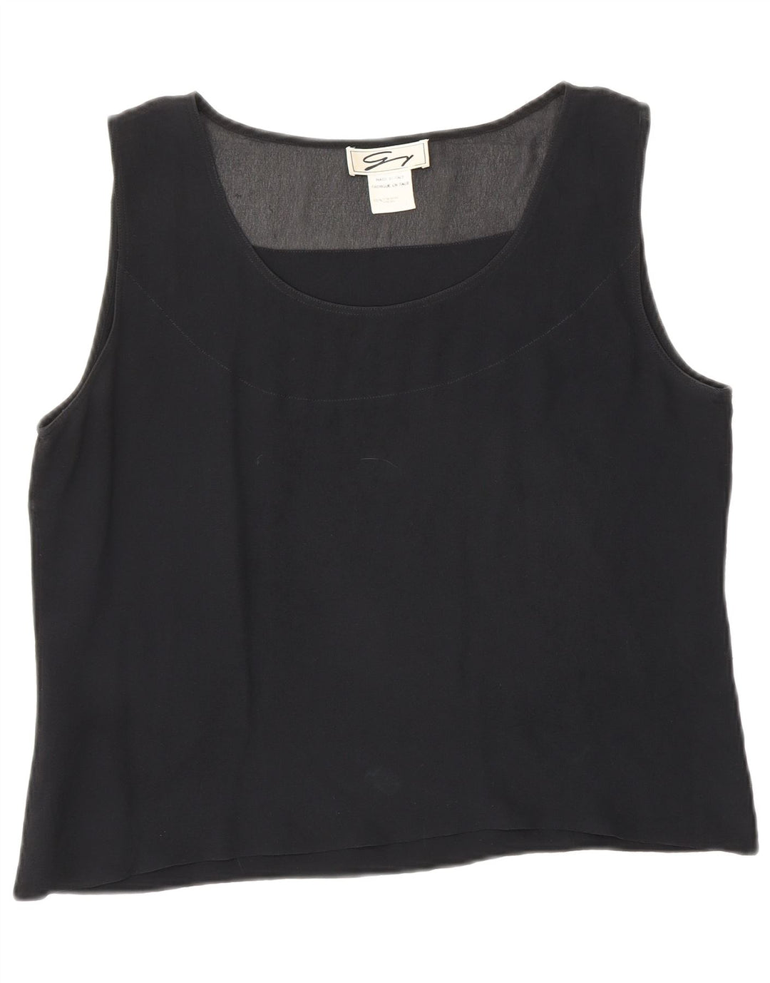 Genny Damen Crop Ärmelloses Blusenoberteil UK 12 Mittelschwarze Seide