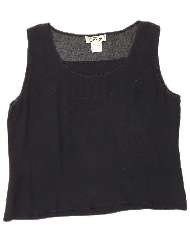 Genny Damen Crop Ärmelloses Blusenoberteil UK 12 Mittelschwarze Seide