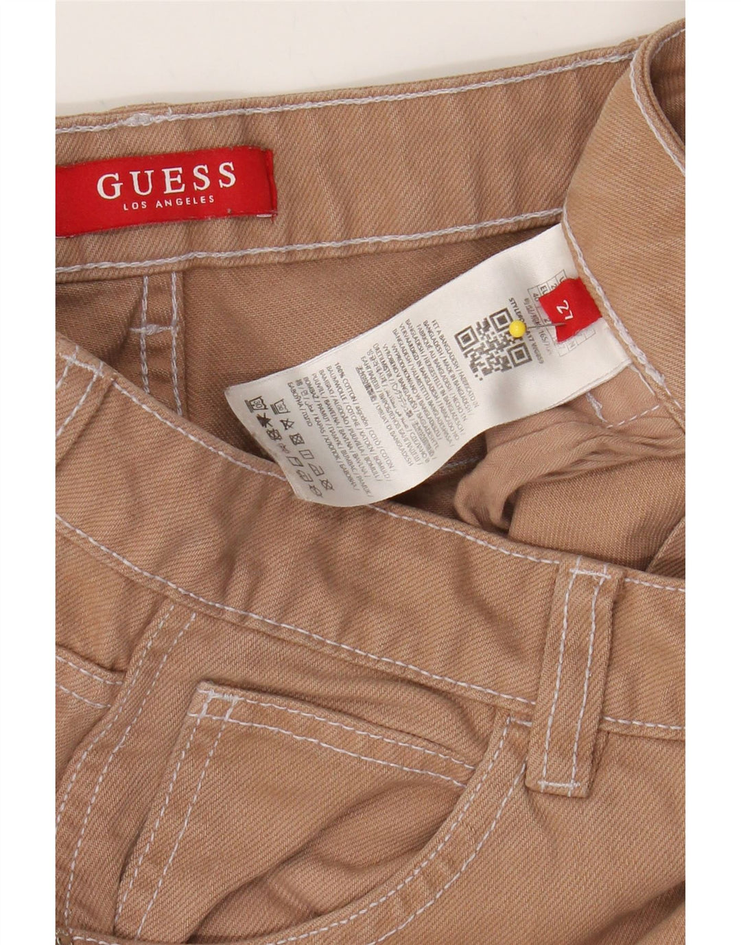 GUESS Womens Straight Cargo Trousers W27 L28 Brown Cotton Vintage Guess and Second-Hand Guess from Messina Hembry 