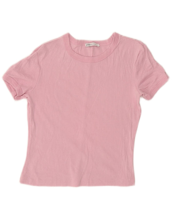 Zara Damen Crop T-Shirt Top UK 10 Small Pink