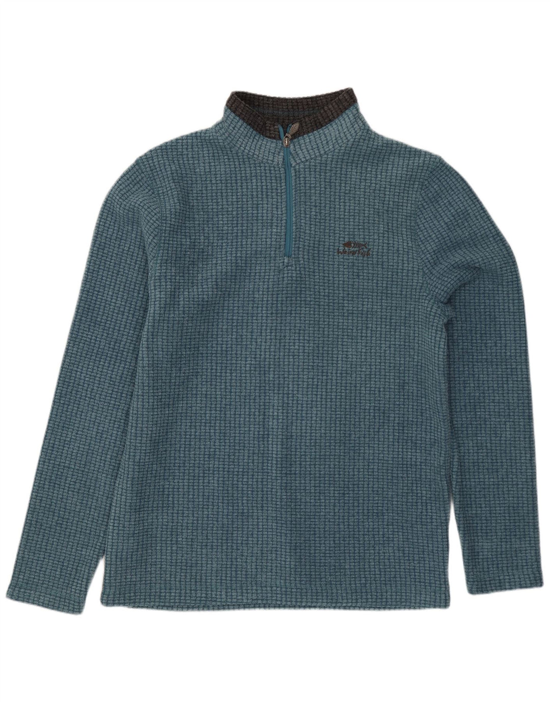 Weird Fish Herren-Fleecepullover mit Reißverschluss am Hals, klein, blau, Polyester