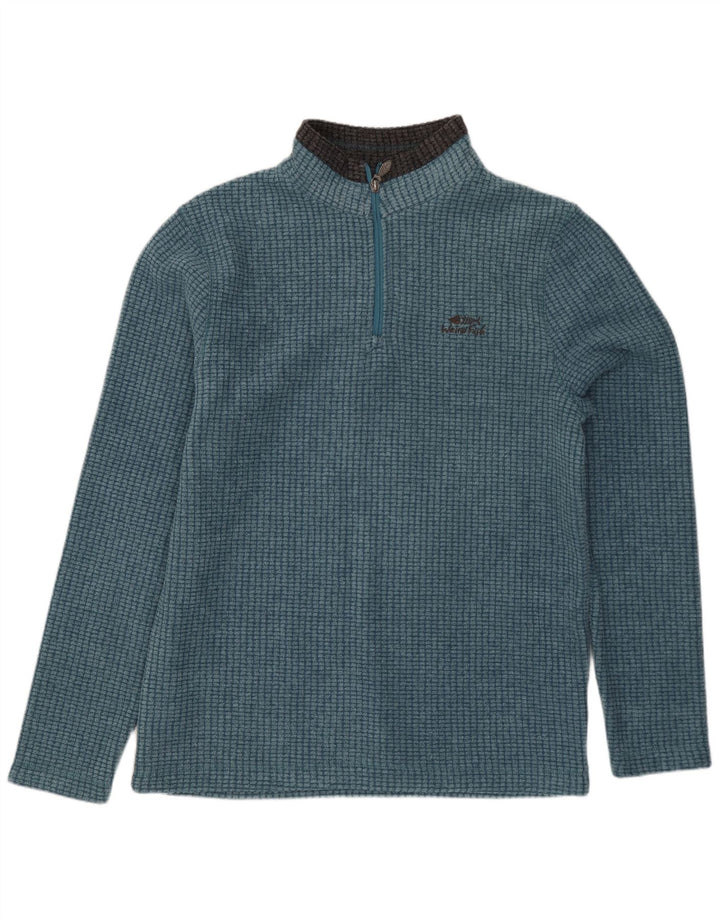 Weird Fish Herren-Fleecepullover mit Reißverschluss am Hals, klein, blau, Polyester