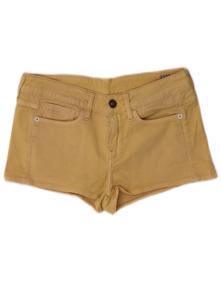 G-Star Damen 3301 Denim Hot Pants W26 Small Gelb Baumwolle