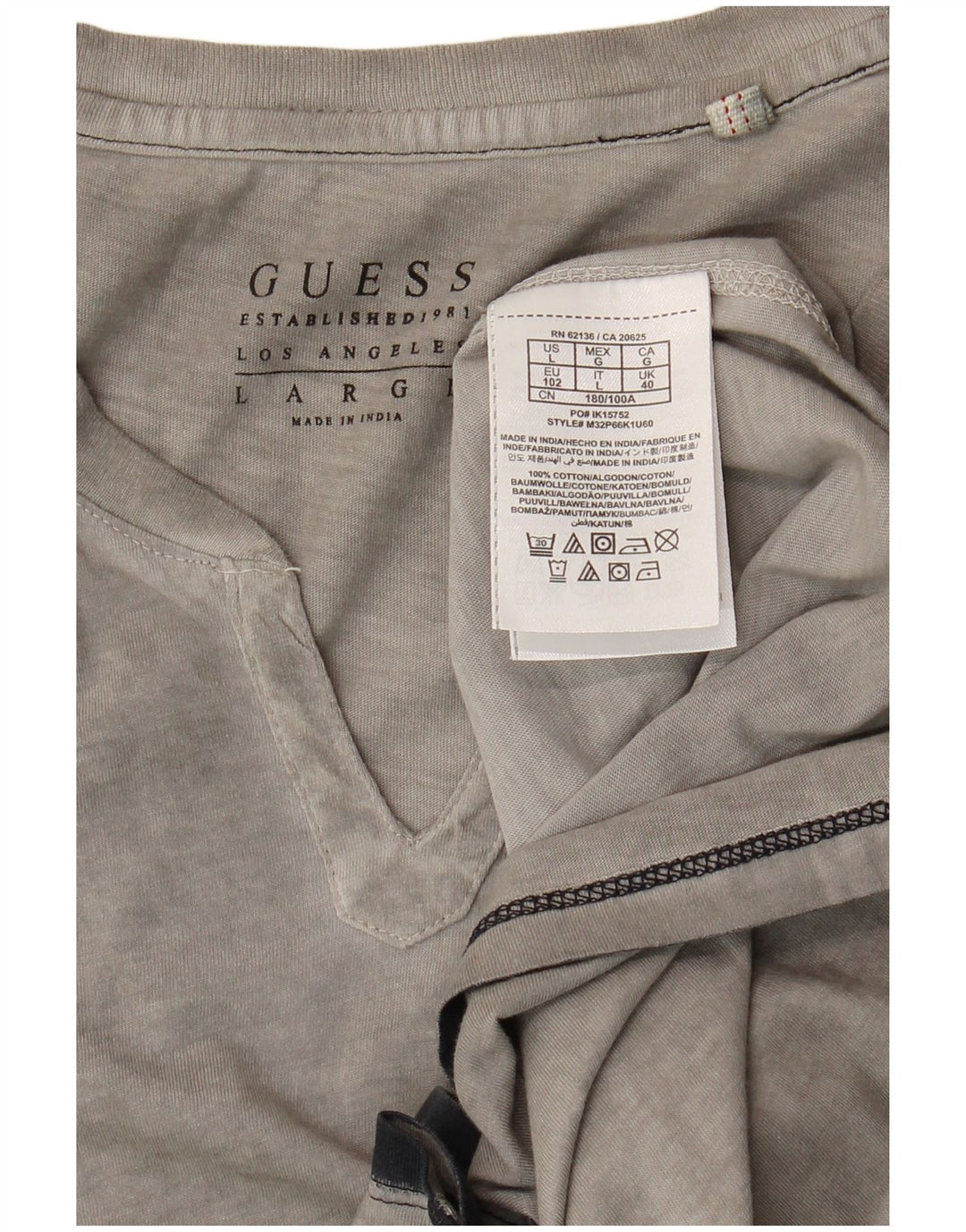 Guess Herren T-Shirt Top Large Grau Baumwolle