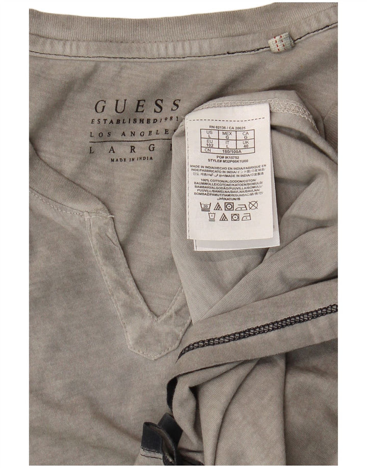 Guess Herren T-Shirt Top Large Grau Baumwolle