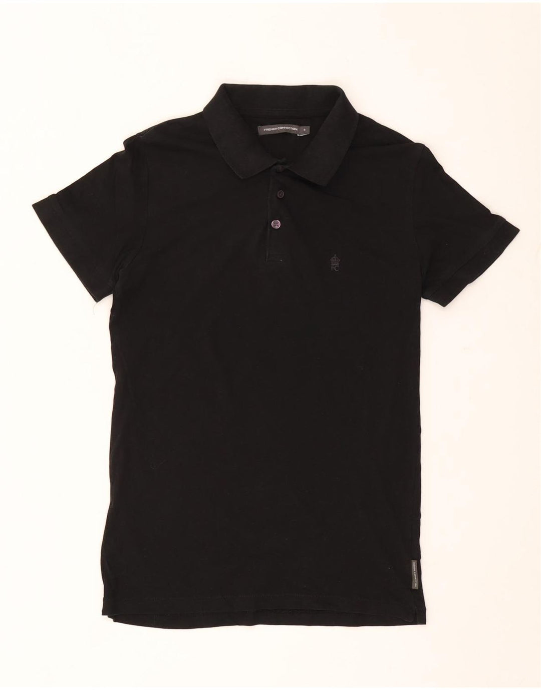 French Connection Herren-Poloshirt, Größe S, schwarze Baumwolle