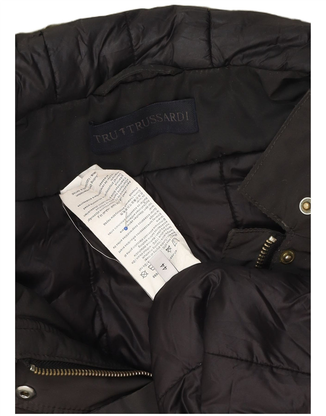 Trussardi Damen-Übergröße, gepolsterter Mantel mit Kapuze, IT 44, mittelbraunes Nylon