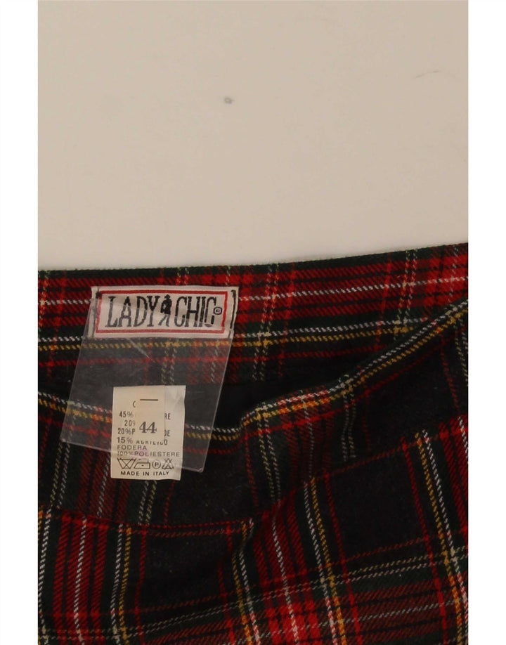 Vintage Damen Bleistiftrock IT 44 Medium W28 Schwarz kariertes Polyester