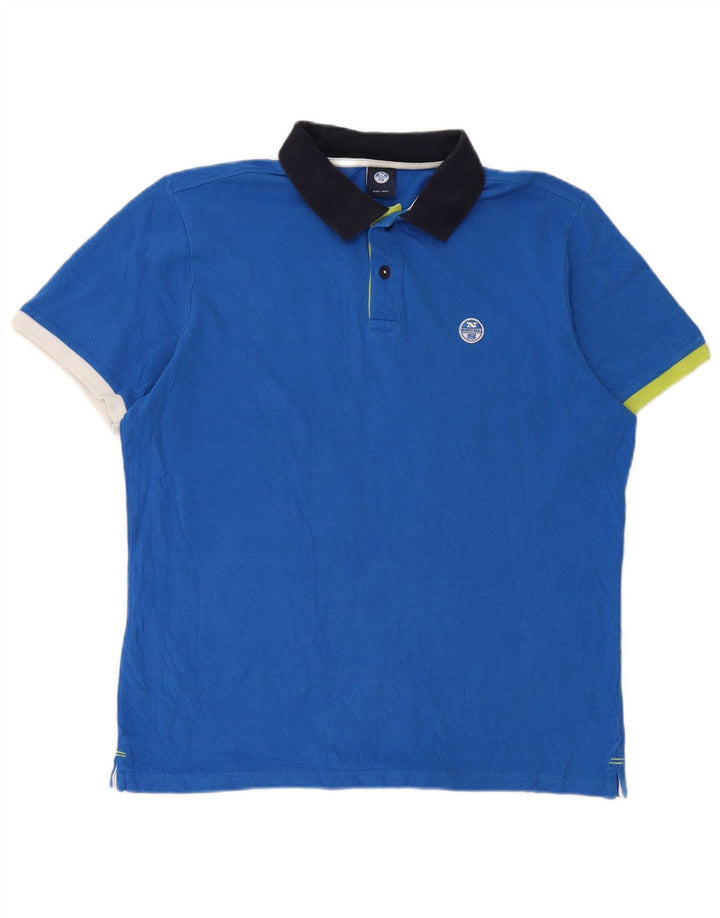 North Sails Herren-Poloshirt, klein, Blau, Farbblock