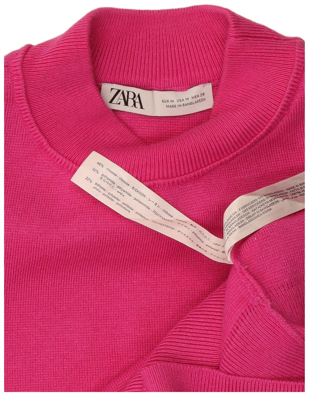 Zara Damen-Pullover, übergroß, Rundhalsausschnitt, Gr. 14, Mittelrosa, Viskose