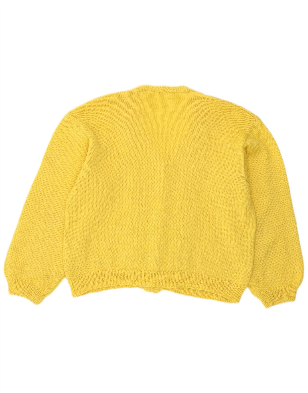 Vintage Damen Crop Cardigan Pullover UK 14 Mittelgelb