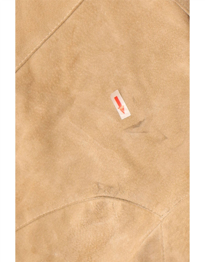Vintage Damen Wildleder Bomberjacke IT 48 XL Beige