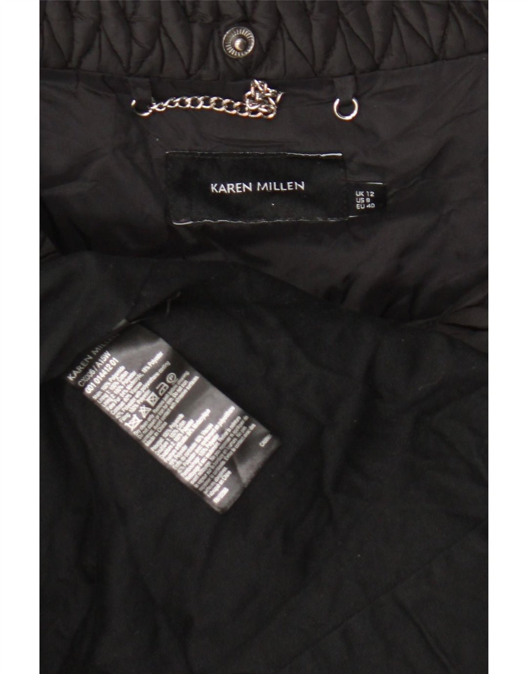Karen Millen Damen Wattierter Mantel UK 12 Medium Schwarz Polyamid