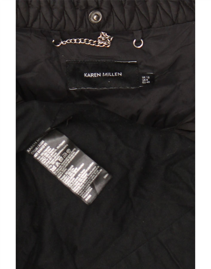 Karen Millen Damen Wattierter Mantel UK 12 Medium Schwarz Polyamid