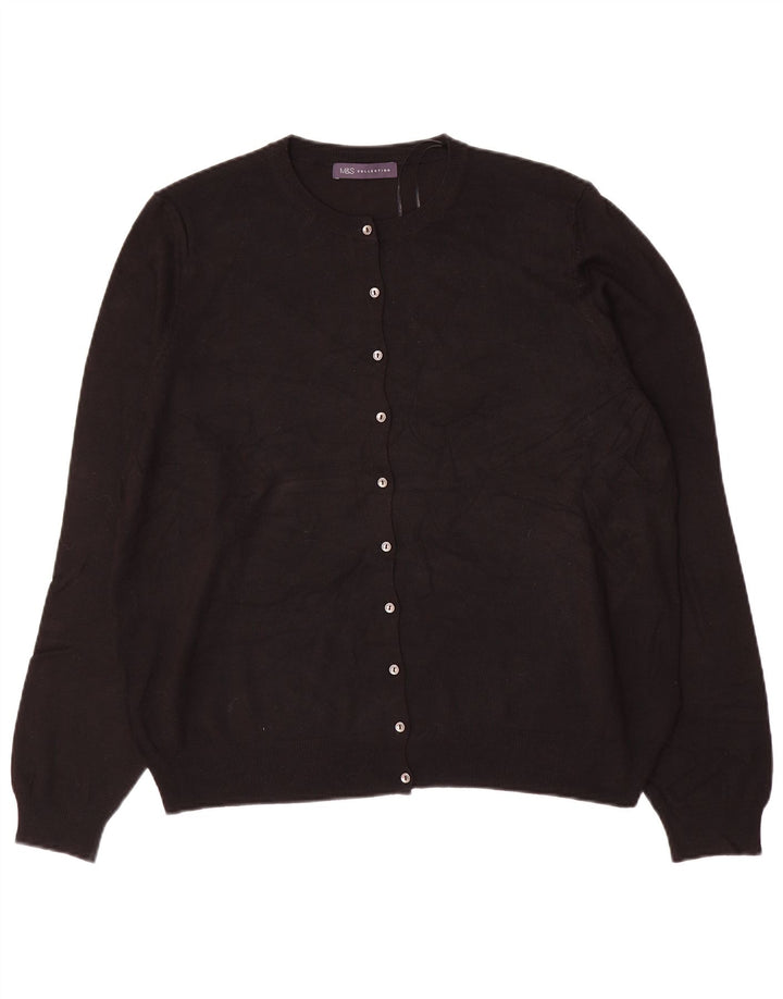 MARKS & SPENCER Damen Strickjacke UK 20 2XL Schwarze Viskose