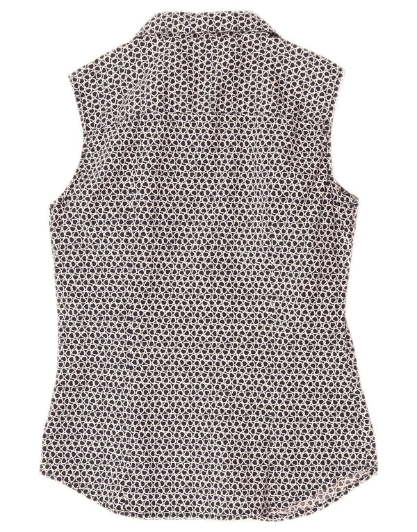 Les Copains Damen ärmellose Hemdbluse IT 42 Medium Navy Blue Heart