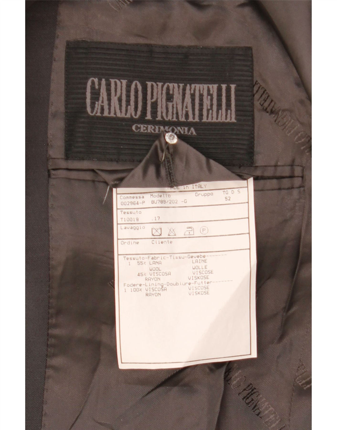 CARLO PIGNATELLI Herren 3-Knopf-Blazerjacke IT 52 XL Graue Wolle