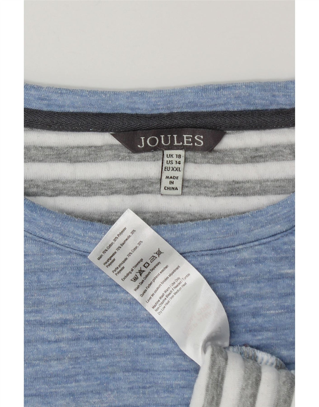 JOULES Damen-Sweatshirt in Übergröße, Gr. 18, XL, blaue Nadelstreifen-Baumwolle