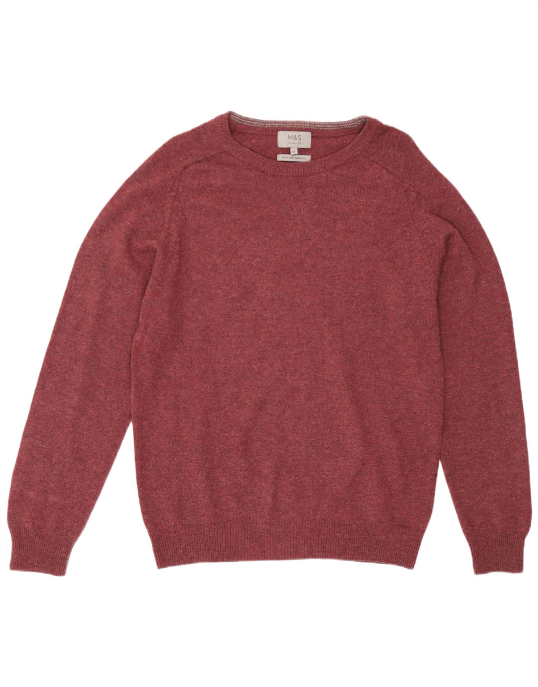 Marks & Spencer Herren-Pullover mit U-Boot-Ausschnitt, mittelgroße burgunderrote Lammwolle