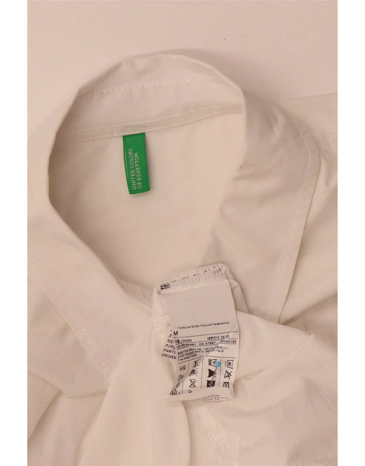 Benetton Damen Overshirt-Hemd UK 14 Mittelweiße Baumwolle