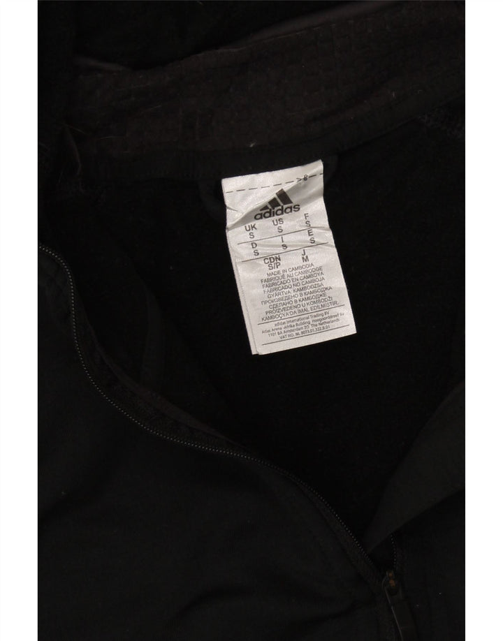 ADIDAS Mens Zip Neck Hoodie Jumper Small Black Polyester Vintage Adidas and Second-Hand Adidas from Messina Hembry 