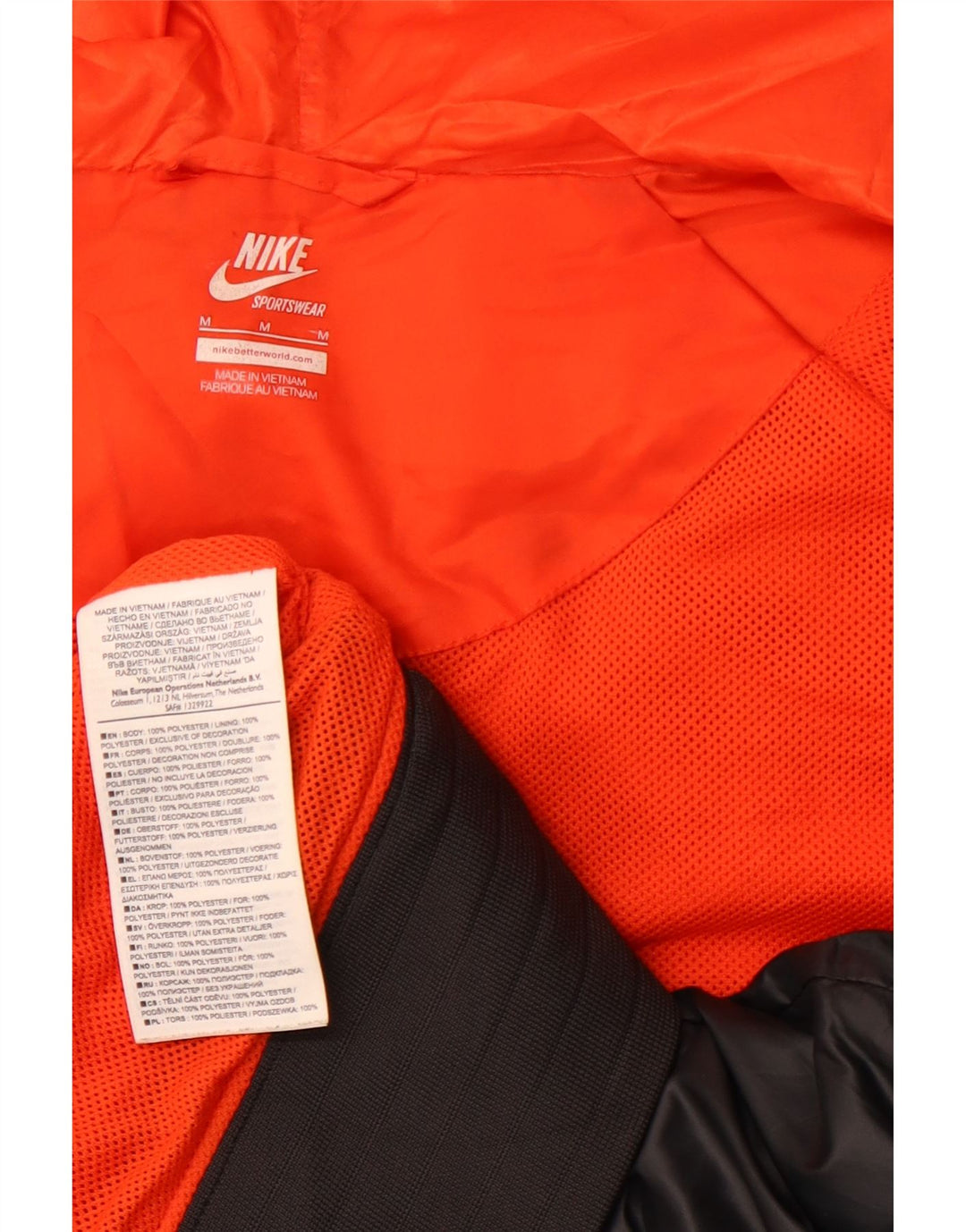 NIKE Herren-Trainingsanzug mit Kapuze, Oberjacke, Mittelschwarzes Farbblock-Polyester