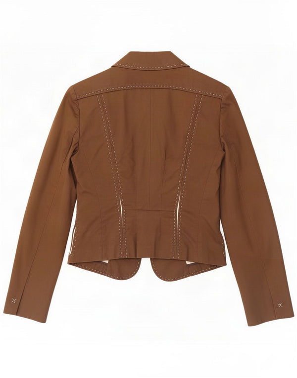 Sportmax Womens Blazer Jacket UK 12 Medium Brown Cotton