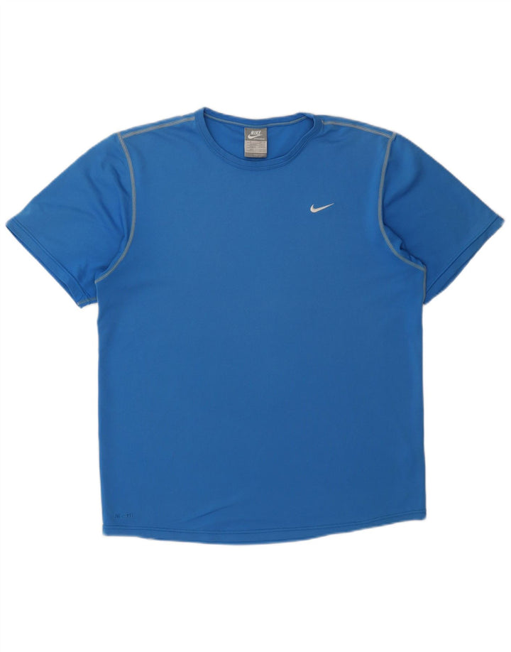 NIKE Herren Fit Dry T-Shirt Top UK 39/41 Mittelblau