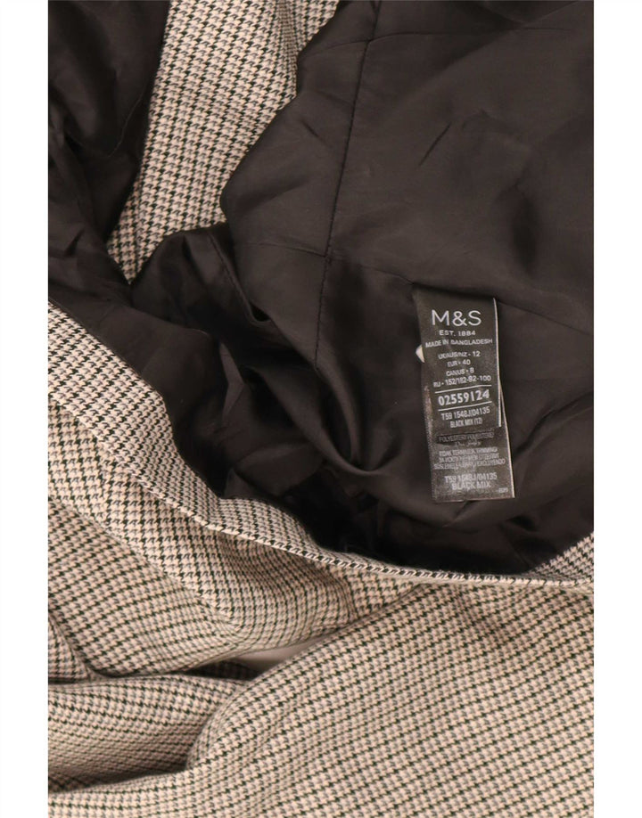 Marks & Spencer Damen-Blazer mit 1 Knopf, UK 12, mittelgrau kariert
