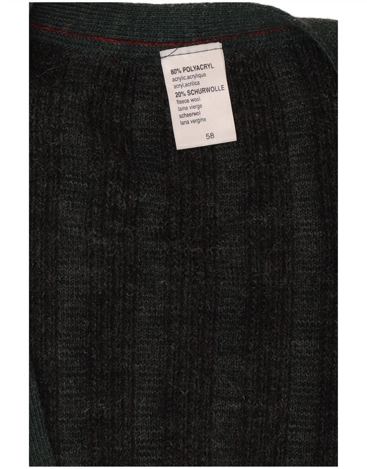 VINTAGE Herren Strickjacke IT 58 3XL Grün gestreift Polyacryl